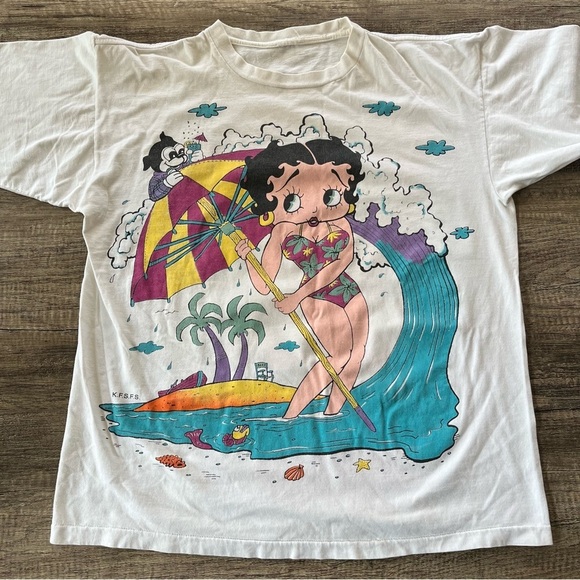 RARE VINTAGE BETTY BOOP "PRIVATE BEACH"  DOUBLE-SIDED SINGLE STITCH - Picture 1 of 17